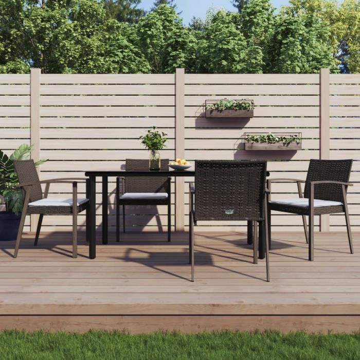 VidaXL Garden Dining Set 5 Pcs Cushions Woven Resin Steel 3186993