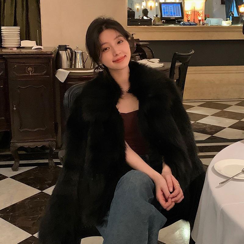 Winter new imitation fox fur coat women's fur coat thickened lapel small man