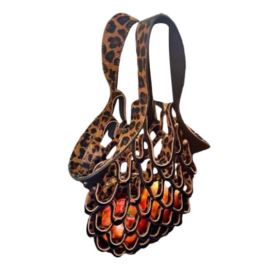 Ručně vyráběná skládací taška tote s vysokou nosností, velkokapacitní, víceúčelová, dutý design, taška na ovoce a zeleninu