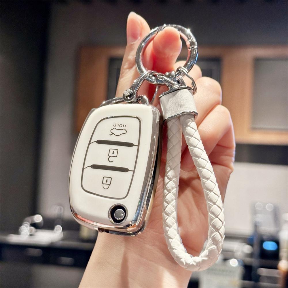 TPU Car Key Case Cover Key FOB Cover For Hyundai i10 i20 i40 iX35 Santa Fe Flip Key Case, keychain