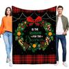 Cozy Holiday Blanket Warm Soft Plush Fleece Throw for Home Decor, Festive Wreath Design with Is the Reason for the Season Text,