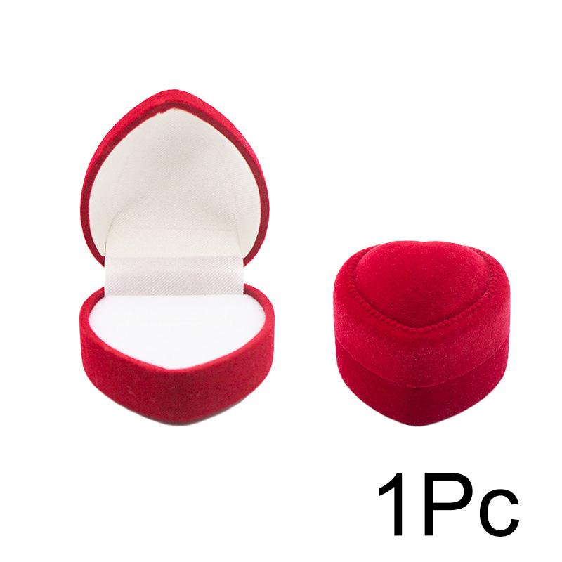 1pc Wedding Display Elegant Heart Shaped Delicate Ring Organizer Convenient Jewelry Packaging Velvet Earing Holder