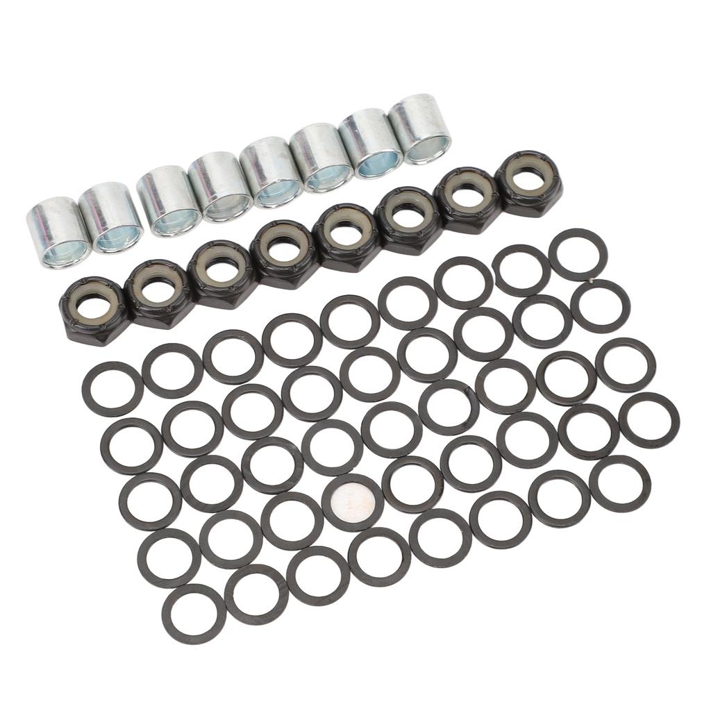 56PCS Skateboard Truck Hardware Kit Iron Spacers Axle Nuts and Speed Rings for Skateboard and Longboard