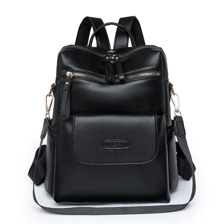 Lychee pattern simple large capacity anti-theft double shoulder women s bag чёрный