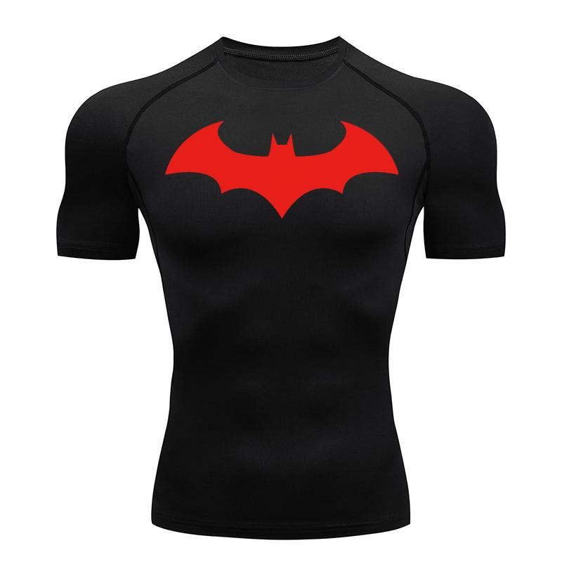 Camisetas de Compressão com Estampa de Morcego para Homens Manga Curta Rash Guard Academia Treino Corrida Camiseta de Verão Atlético Secagem Rápida Camisetas