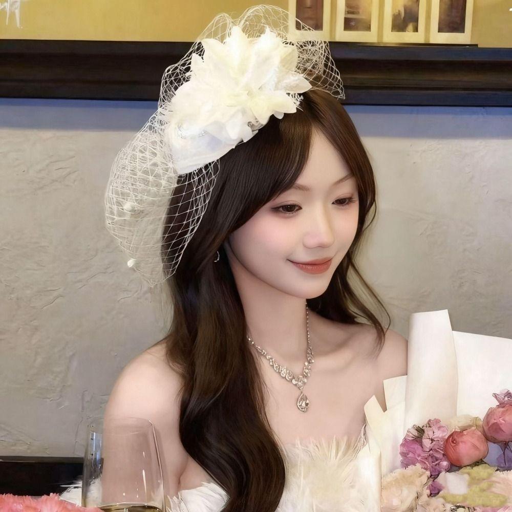 Sweet Feathers Fascinator Hat Flower Funeral Headdress Fashion Veil Hat Headwear Lady/Bride