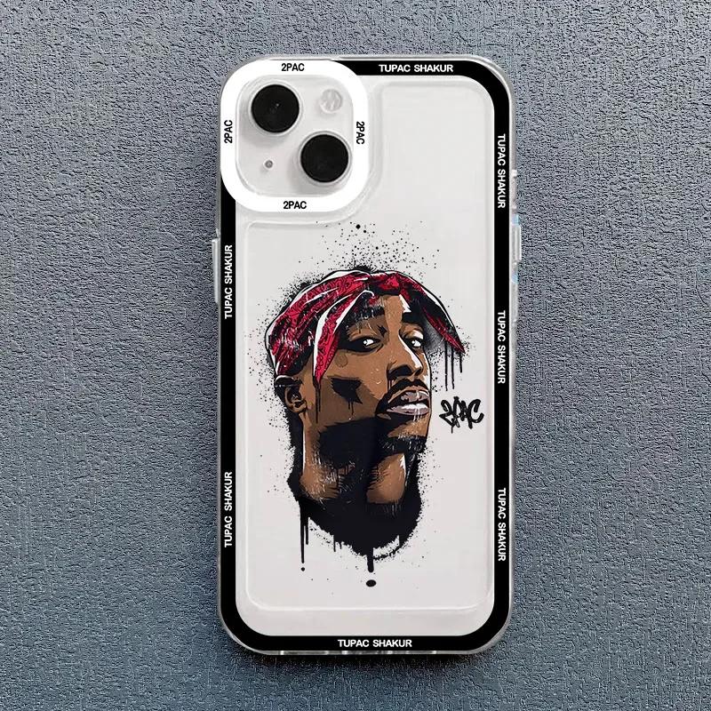 Rapper 2pac Singer Tupac Phone Case for iPhone 17 16 15 14 13 12 11 Pro Max Mini SE 7 8 Plus Air Shockproof Transparent Cover