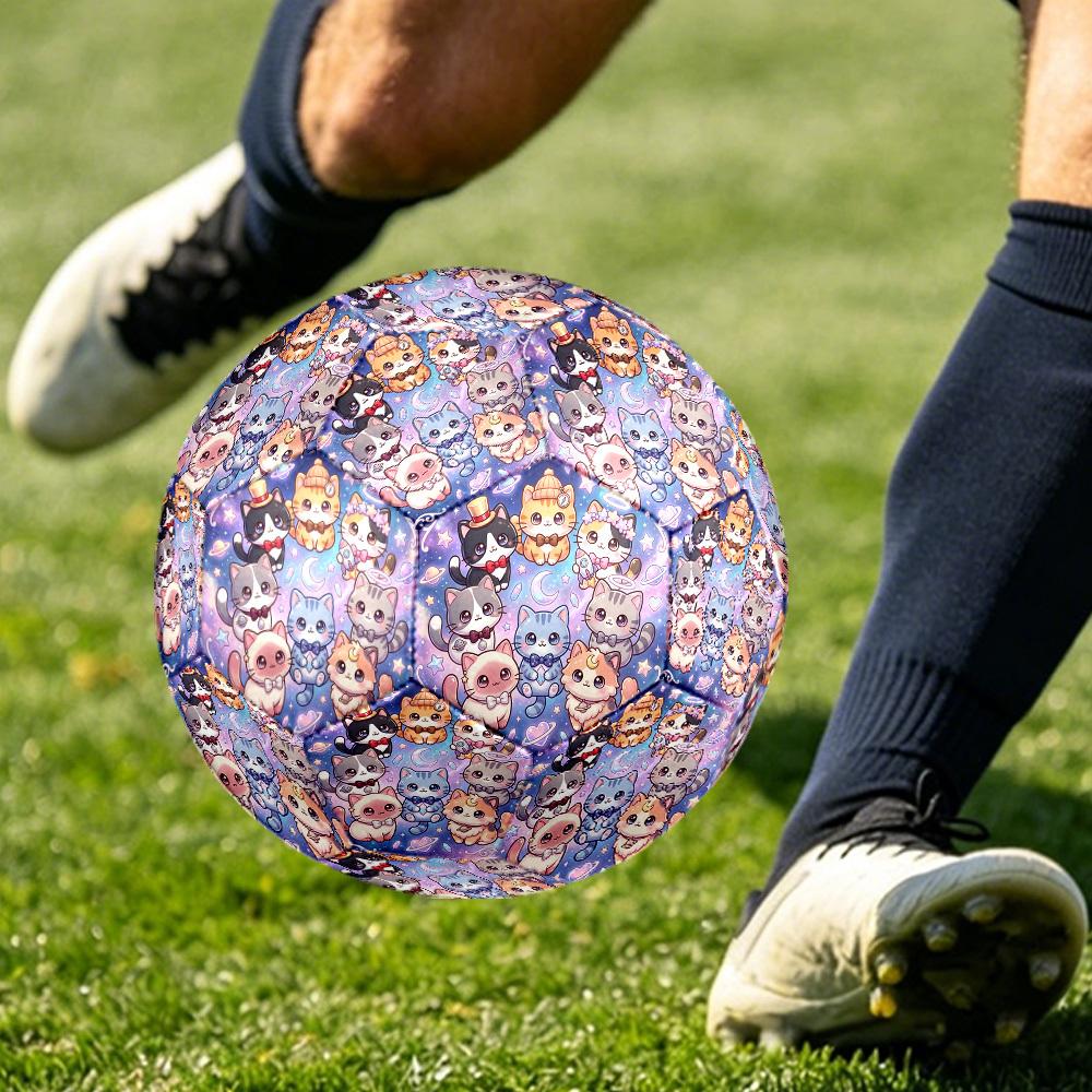 1pc Cosmic Cats Themed Soccer Ball, Size 5, Lightweight PVC Material, Outdoor Training Soccer Ball Gift. q62231