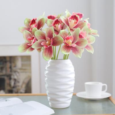 Yousheng 6 Stück Simulierte Cymbidium-Blumenstrauß Real Touch Künstliche Blumen Kein Welken Verblassen Lebendige Farbe Künstliche Blume