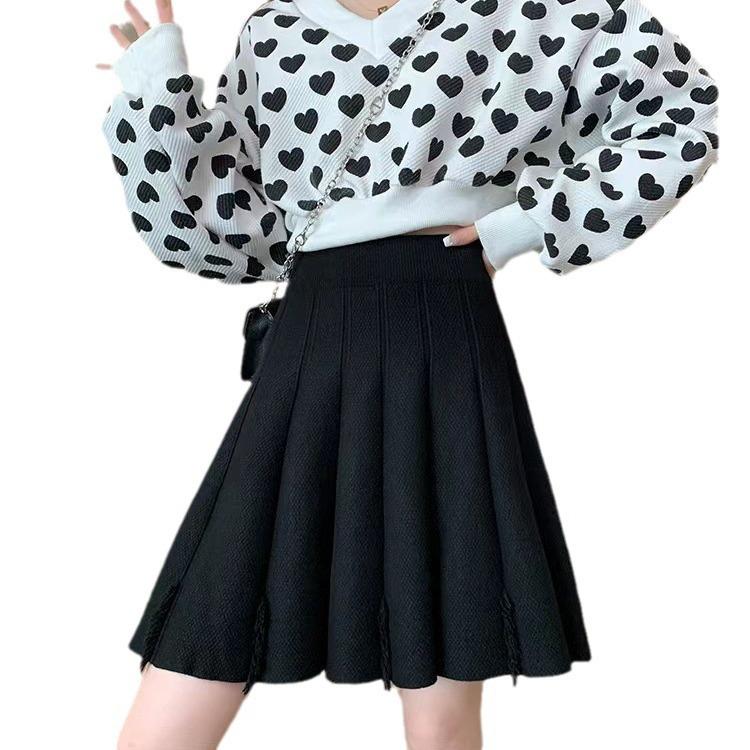 Autumn/Winter Women's Knitted Skirt High Waist A-line Skirt Half Body Skirt Women's Bag Hips
