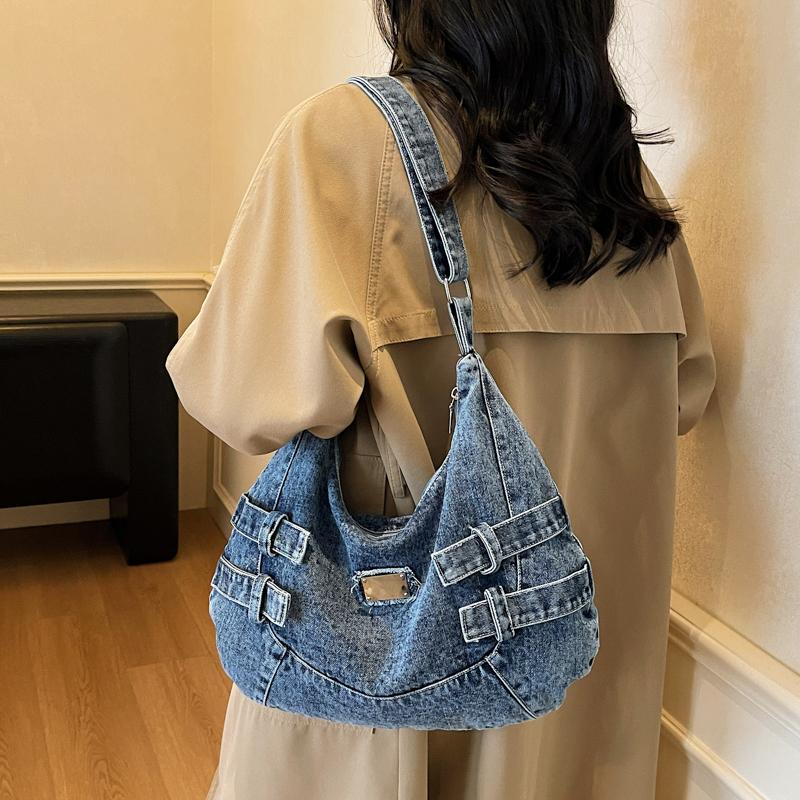 Denim Shoulder Bag Large Capacity Women's Crossbody Bag Commuter Tote Bag Mother Bag