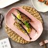 Japanese Ceramic Underglaze Cherry Blossom Fish Plate
