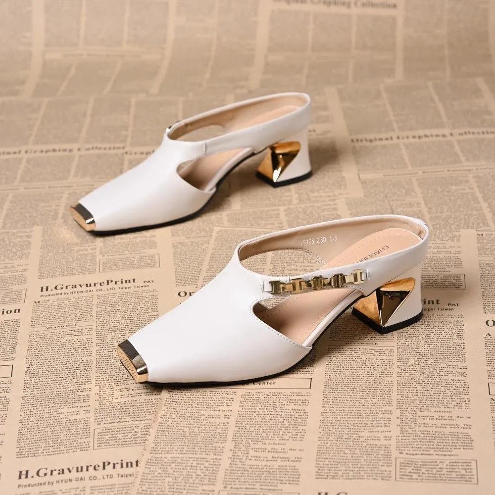 Sandali Estivi da Festa Tacchi Alti Pantofole Donna Zoccoli Chunky Scarpe Sandali con Tacco Punta Quadrata