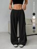 European & American Women's Casual Solid Color Wide-Leg Pants with Elastic Waist and Tie