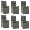 7 Piece Garden Dining Set with Cushions Gray Poly Rattan