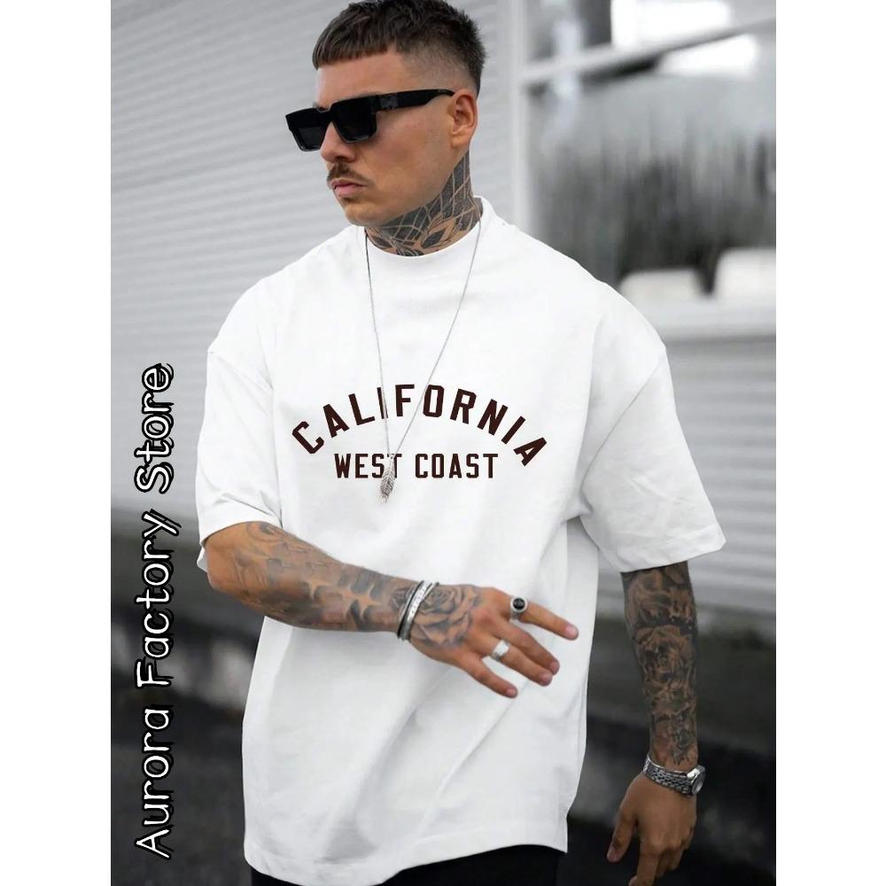 

Летняя мужская хлопковая футболка California West Coast Tops Tees Мужская модная рубашка с коротким рукавом с буквами Harajuku Streetwear L