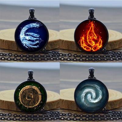 New Fashion  Avatar The Last Airbender Cabochon Glass Air Nomad Fire and Water Tribe Vintage Pendant Necklace Chain Man Women Necklace Classic Jewelry