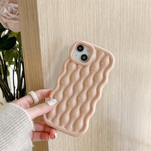 Moskado 3d Acı Kavun Şerit Desen Telefon Kılıfı Iphone 14 13 11 12 Pro Max Lüks Dalgalı Kenar Darbeye Dayanıklı Yumuşak Tpu Arka Kapak