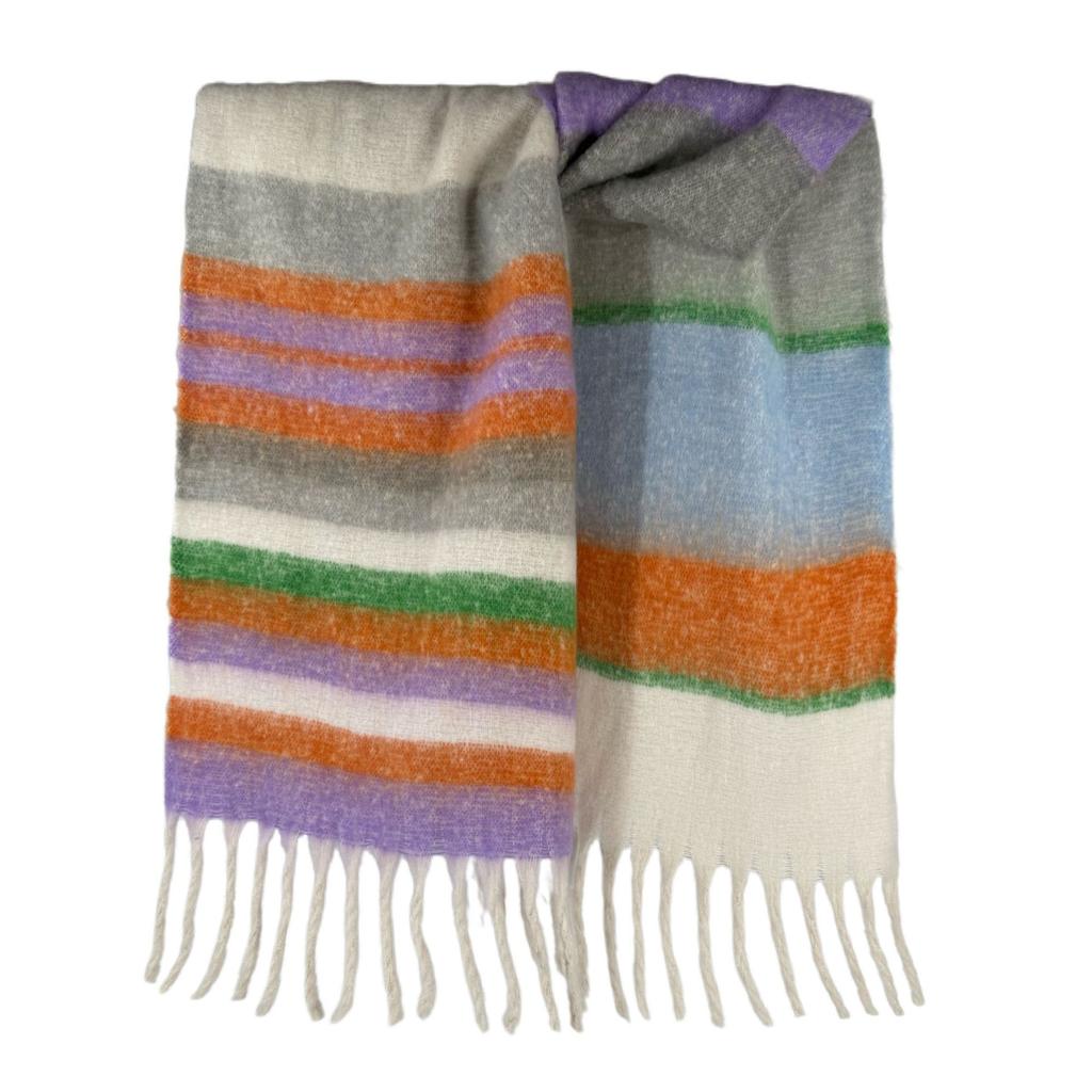 Shawl scarf niche design high sense contrasting color scarf scarf fringed shawl