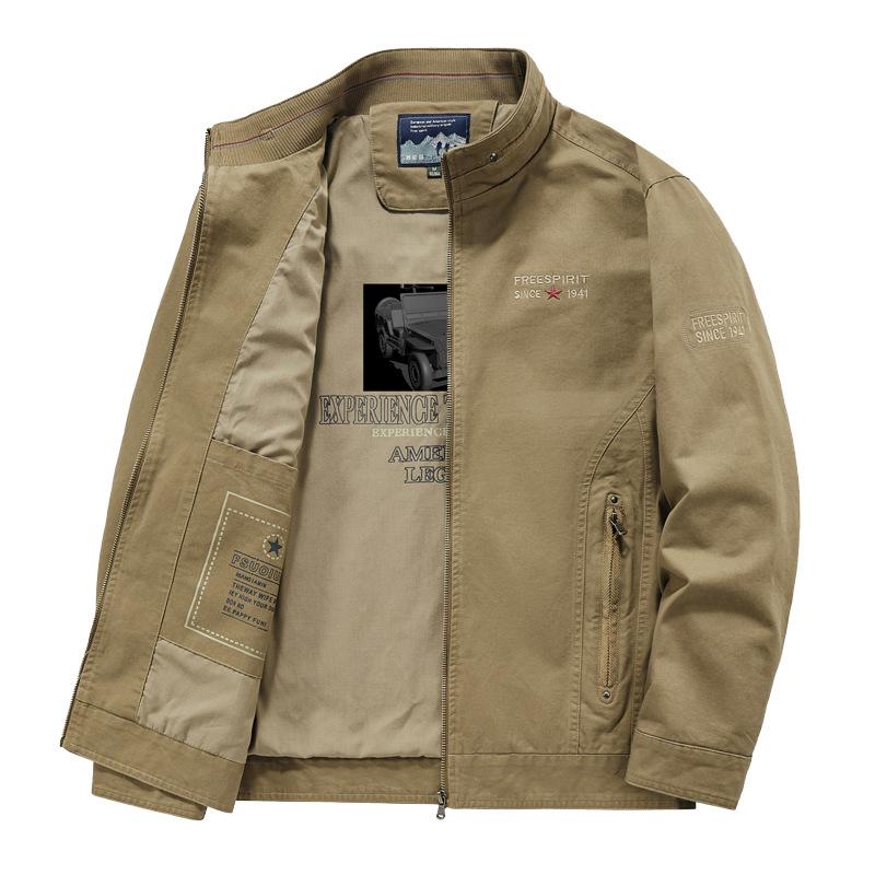 

Весенне-осенняя мужская повседневная куртка из чистого хлопка серии Zhongshan, функциональная куртка для активного отдыха с воротником-стойкой и длинными рукавами, куртка 3XL