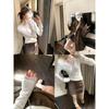 Women's Trendy Lace Patchwork V-Neck Fleece Long Sleeve Base Layer Top for 2026 Autumn/Winter.