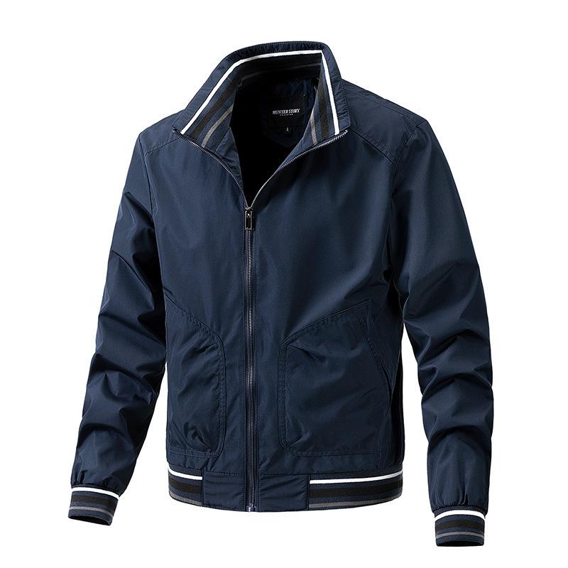 Thin Single-layer Jacket Stand-up Collar Jacket Men's Men's Spring and Autumn Slim-fitting Popular Business Men's Clothing