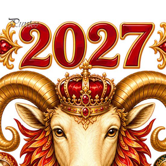 Easy Apply Window Art for Home 2027 New Year Crown Sheep Static Glass Sticker, Reusable PVC Red Gold Head Stickers Sticker with Russian Nesting Dolls