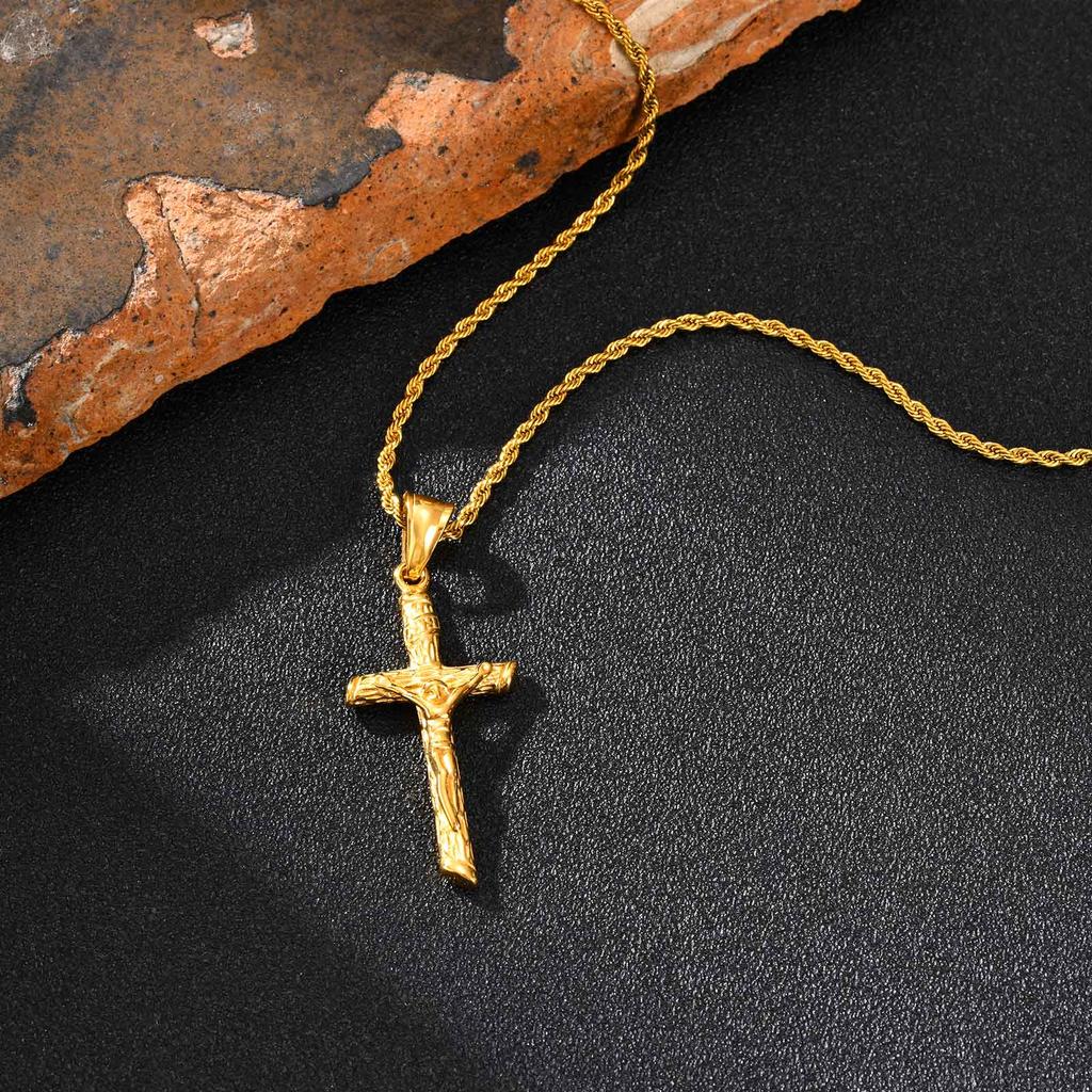 Religious Cross Jesus Pendant Necklace for Men Women, Non-Fading Stainless Steel Chains Choker, Prayer Faith Jewelry Unisex