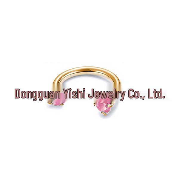 Stainless Steel U-Shaped Nose Ring with Double Zirconia