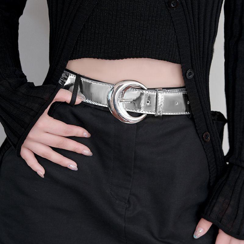 Silver Womens Chic Belt For 2023 Fall With Basic Simple Style And Unique Texture