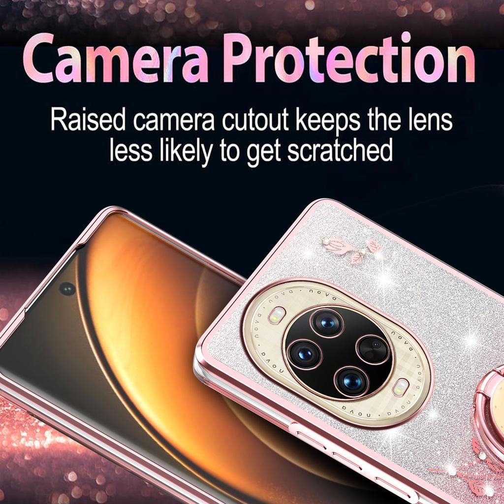 KADEM Pour Huawei nova 14 Ultra 5G Étui Anneau Support TPU Fleurs Coque de Téléphone Paillettes Dégradé