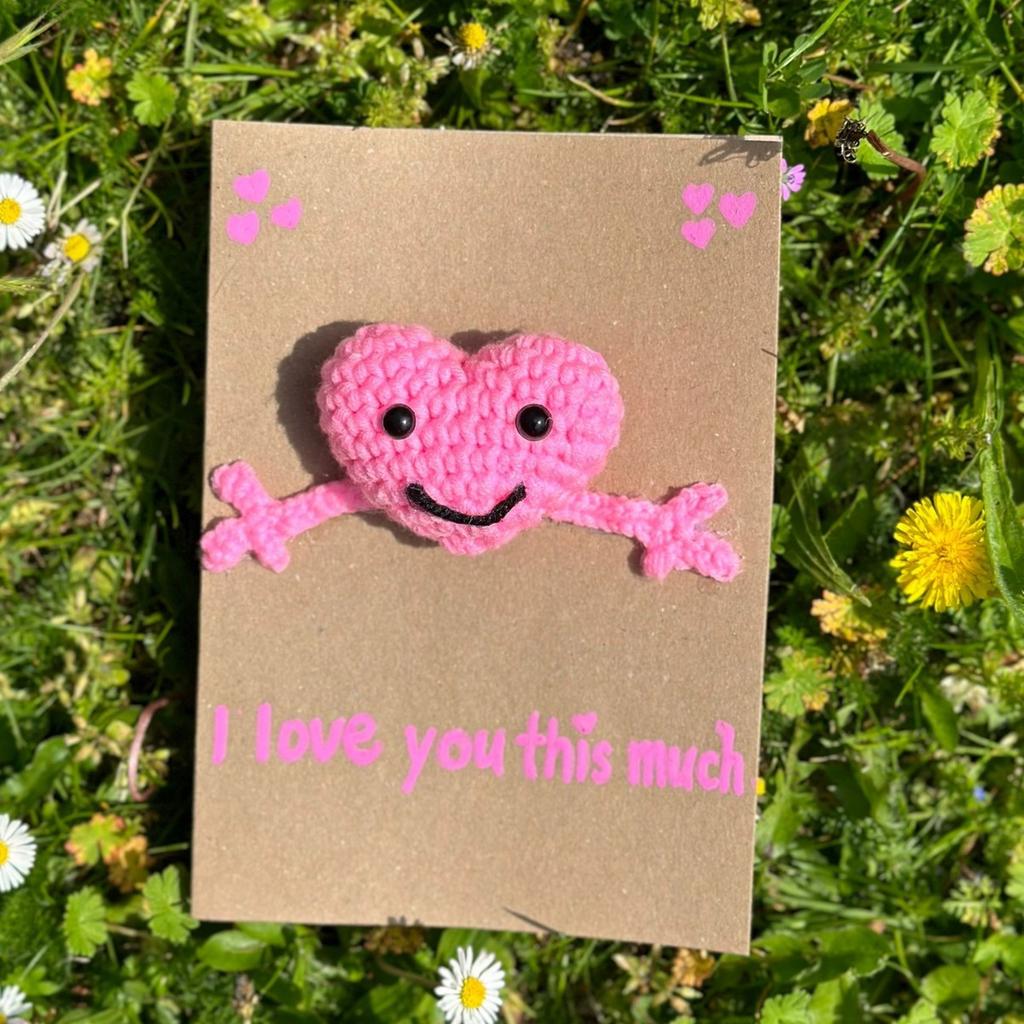 Handmade Crochet Greeting Cards, Cute Amigurumi Card Set For Valentine's Day Birthday Teacher's Day Mother's Day Christmas