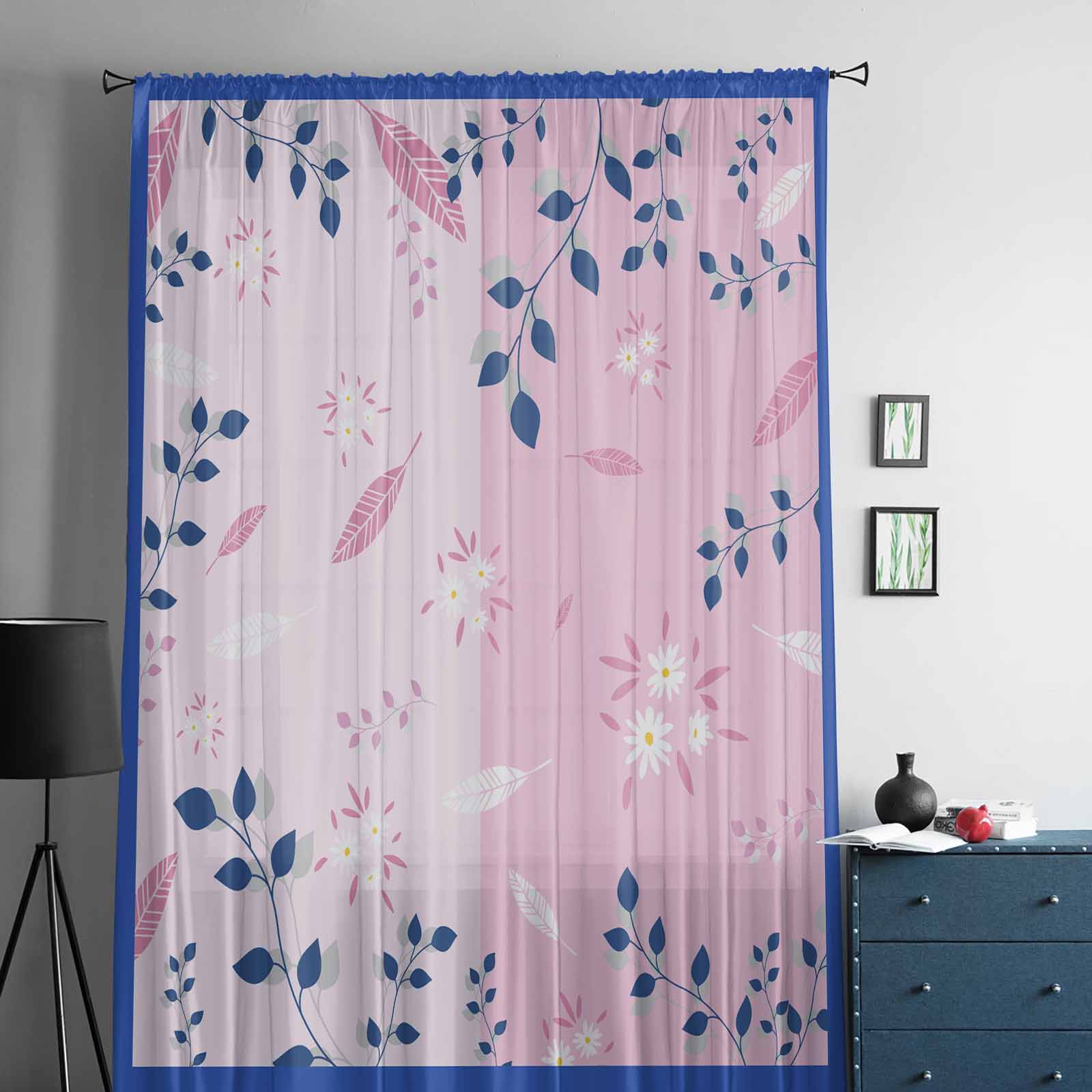 Абстрактные Листья Растений Розовый Цветок Перья Оконные Тюлевые Шторы для Гостиной — фото 2