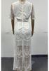 2023 Summer European & American Lace Deep V-neck Short Sleeve Long Dress