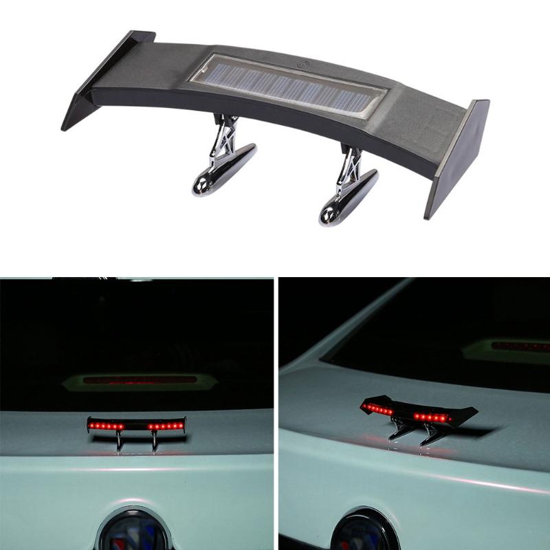 Adjustable Solar LED Rear Spoiler Wing Racing Flashing Lamp Air Deflector Decor