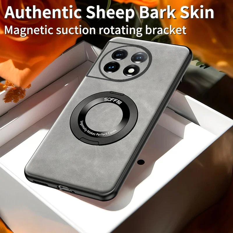 For OnePlus 13 12 11 One Plus 11 12 G For Skin Leather Matte Wireless Charging Ring Magnetic ShockProof Cover
