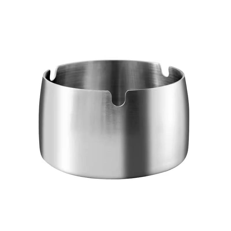 High-End Stainless Steel Ashtray - Modern, Anti-Fly Design for Home or Office