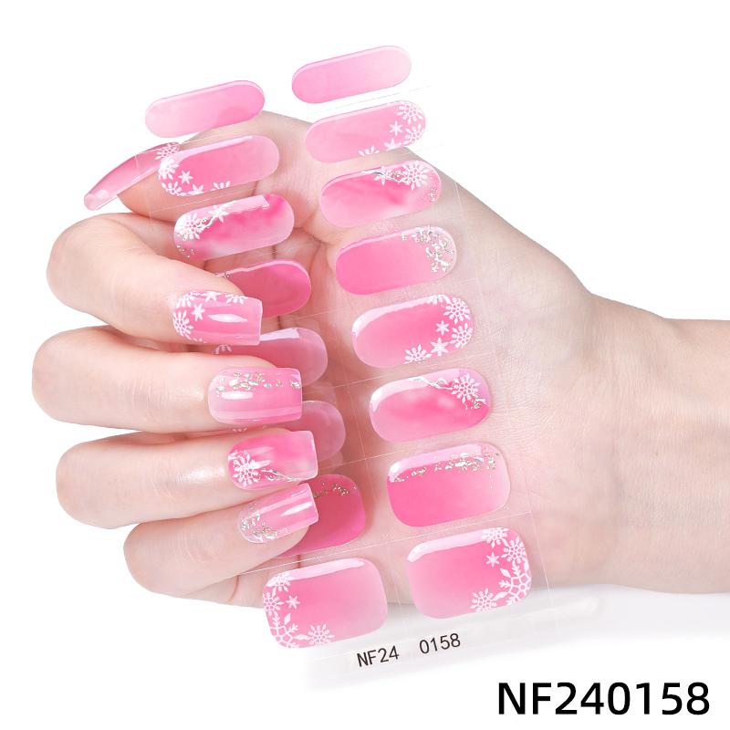 Christmas Design Gel Nail Wraps New Design Gel Nail Stickers Semi Cured Gel Nail Strips