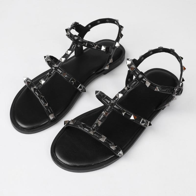 Sommer Nieten Flach Große Größe Damen S Freizeit Sandalen