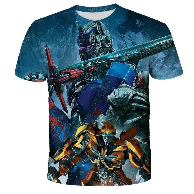 Summer Man 3D Printed Transformers T-shirt Children Cool Cartoon Short Sleeve Clothing Boys Girls Fashion Trend Streetwear