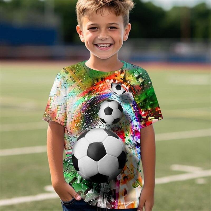 Kids Adult Football Pattern 3D Printed T-shirt Summer Women's and Men's Casual Outdoor Girl and Boy Short Sleeve Tees Top Clothing