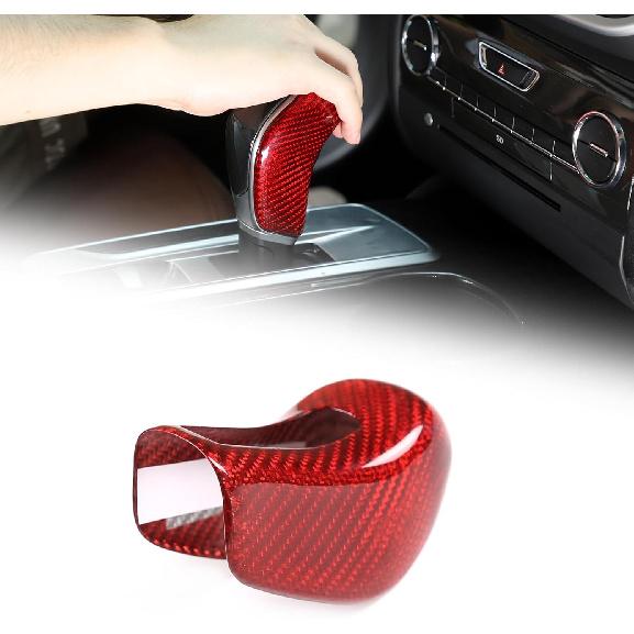 Real Carbon Fiber Car Gear Shift Knob Cover Compatible with Maser@ti Ghibli/Quattroporte/Levante 2013-2018 Center Console Gear Knob Trim Cover