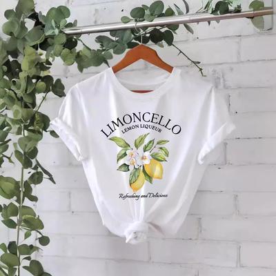 Women's Lemon Print Pure Cotton Short-Sleeve Round Neck T-Shirt