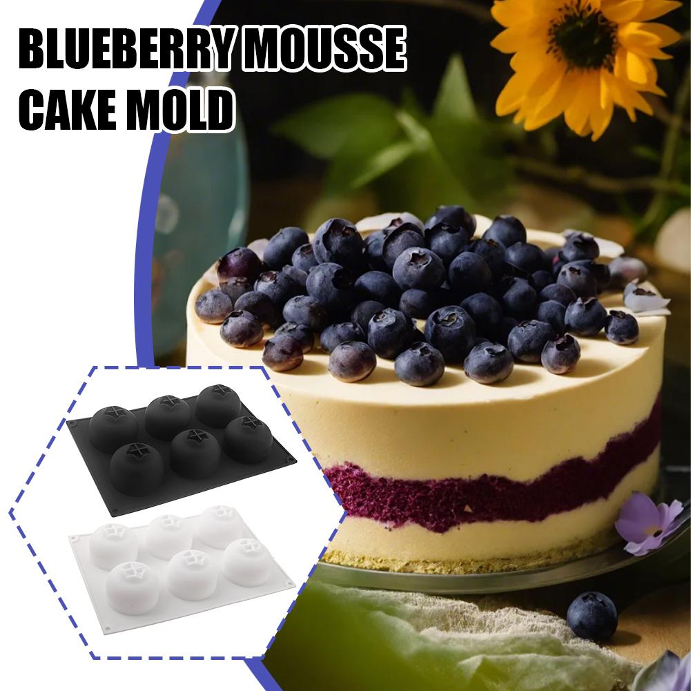 Blueberry Mousse Silicone Mold 6-Cavity 3D Fruit Shape Baking Pan For Chocolate Brownie Dessert Cake Decorating Tool
