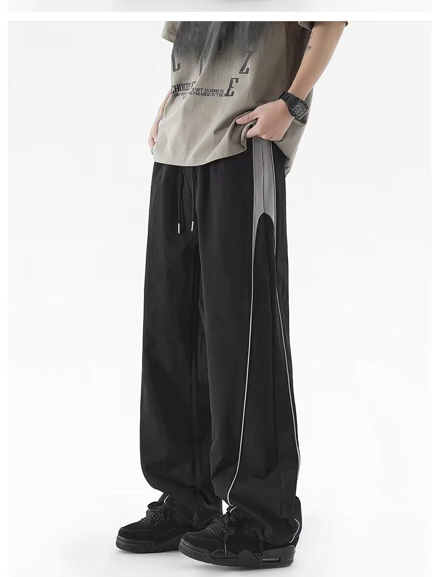 Американские мужские летние тонкие прямые свободные парашютные ударопрочные брюки быстросохнущие уличные спортивные повседневные брюки 3XL чёрный