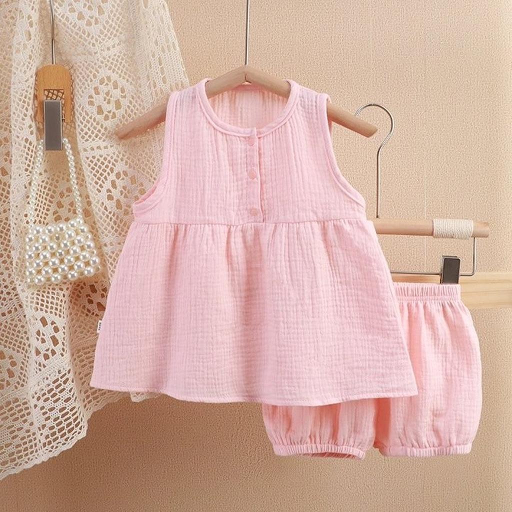 Kinder 2-teiliges ärmelloses Oberteil & Shorts - Doppellagiger Pyjama