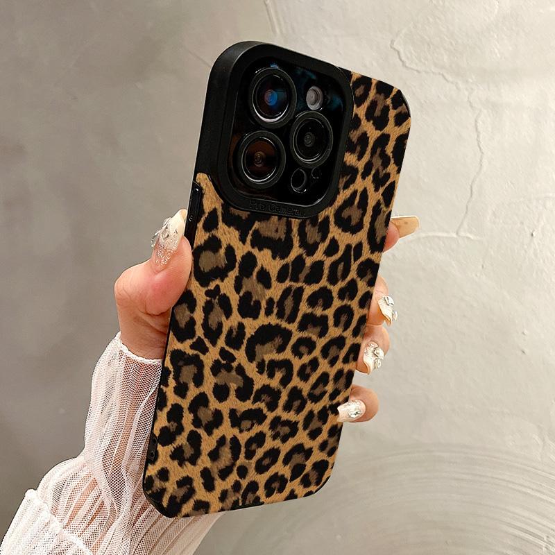 Fashion Gold Leopard Silicone Leather Case For iPhone 17 16 15 14 Pro Max 11 13 12 Mini 7 8 Plus X XR XS Soft Shockproof Cover