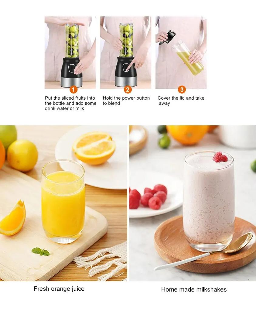 BPA FREE 500W Portable Personal Blender,Mixer Food Processor With Chopper Bowl  Baby Food,600ml Juice Bottle,