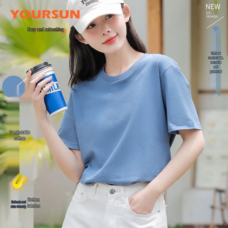 Yiershuang Women's 100% Cotton Round Neck Short Sleeve T-Shirt