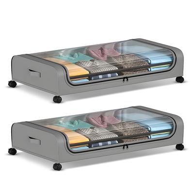 2 Pack Under Bed Storage Container with Lids and Wheels Multifunctional Home Dorm Clothes Storage